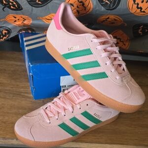 Adidas Gazelle Pink with Green Stripes